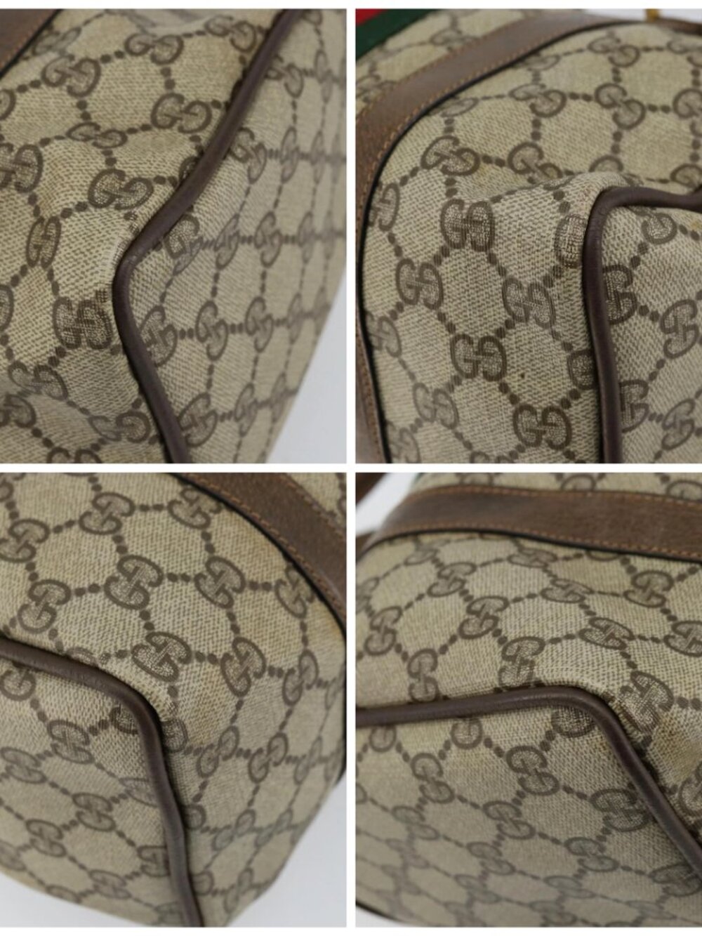 GUCCI GG Supreme Web Sherry Line Boston Bag PVC Beige Gold 40 02 006 Auth gh1505 - Picture 15 of 16